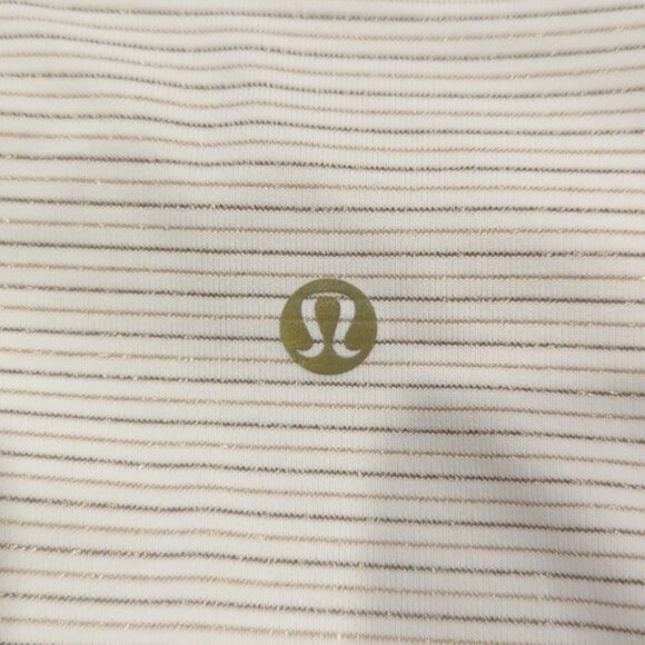 Lululemon Back in Action Long Sleeve Shirt *Shine Shine Stripe White Gold - Picture 7 of 10